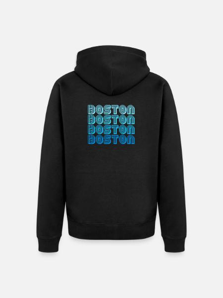 Boston Repeat Pattern Blue Gradient - Unisex Premium Organic Zip Hoodie - black
