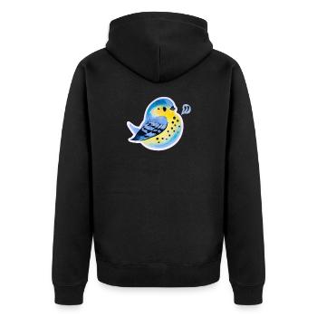 Meise - Unisex Premium Bio Zip Hoodie - Schwarz - Hinten - Nico (187cm)