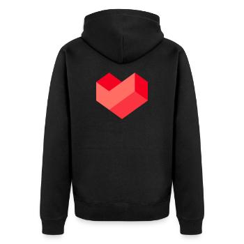 Pixel Herz - Unisex Premium Bio Zip Hoodie - Schwarz - Hinten - Nico (187cm)