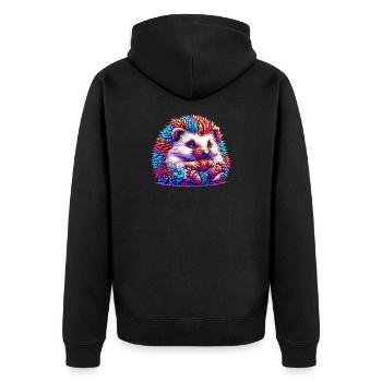 Hedgehog - Unisex Premium Organic Zip Hoodie - black - Back - Nico (187cm)