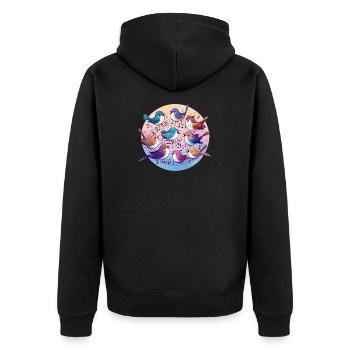 Les oiseaux chantent sur des partitions - Veste à capuche bio Premium Unisexe - noir - Dos - Nico (187cm)
