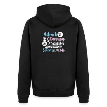 Sarkasmus sarkastischer Spruch - Unisex Premium Bio Zip Hoodie - Schwarz - Hinten - Nico (187cm)