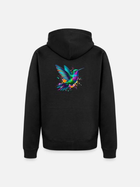 Hummingbird - Unisex Premium Organic Zip Hoodie - black