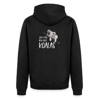 Juste une fille qui aime les koalas Koala Bear - Veste à capuche bio Premium Unisexe - noir - Dos - Nico (187cm)