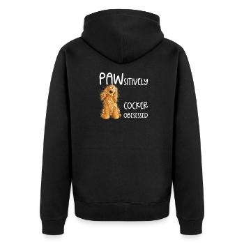 Cocker Spaniel Dog Sayings for Dog Friends - Unisex Premium Organic Zip Hoodie - black - Back - Nico (187cm)