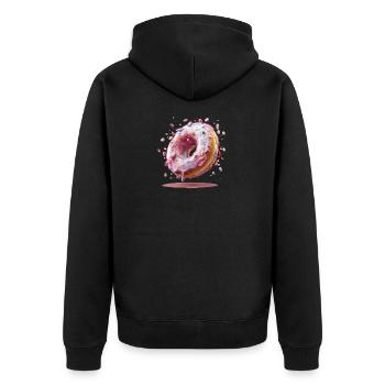 Realist donut with sprinkles - Unisex Premium Organic Zip Hoodie - black - Back - Nico (187cm)