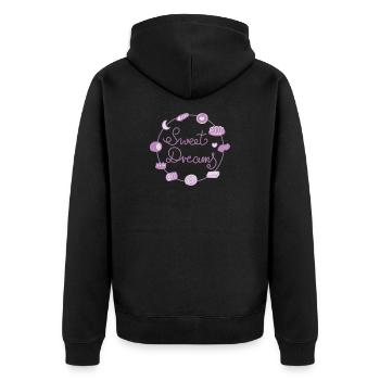 Sweet Dreams  - Unisex Premium Bio Zip Hoodie - Schwarz - Hinten - Nico (187cm)