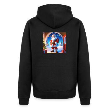 Cartoon Merry Christmas Saint Nicholas Gift - Unisex Premium Organic Zip Hoodie - black - Back - Nico (187cm)