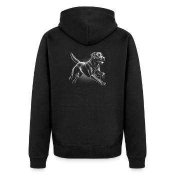 Cheerful running Labrador in drawing style - Unisex Premium Organic Zip Hoodie - black - Back - Nico (187cm)