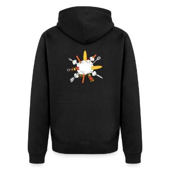 Grill-Explosion – Comic-Motiv für echte Kerle - Unisex Premium Bio Zip Hoodie - Schwarz - Hinten - Nico (187cm)