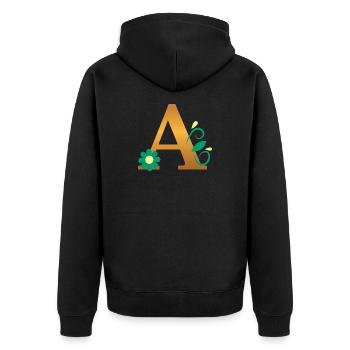 A - Unisex Premium Bio Zip Hoodie - Schwarz - Hinten - Nico (187cm)