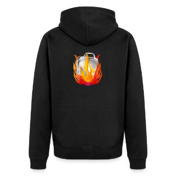 Burning chrome gasoline canister in retro style - Unisex Premium Organic Zip Hoodie - black - Back - Nico (187cm)