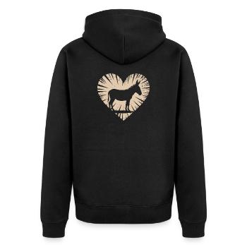 Heart with donkey silhouette - Unisex Premium Organic Zip Hoodie - black - Back - Nico (187cm)