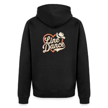 Herz und Cowboy Hut Design Linedance - Unisex Premium Bio Zip Hoodie - Schwarz - Hinten - Nico (187cm)