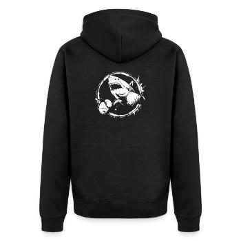 Hai Boxer Boxen MMA - Unisex Premium Bio Zip Hoodie - Schwarz - Hinten - Nico (187cm)