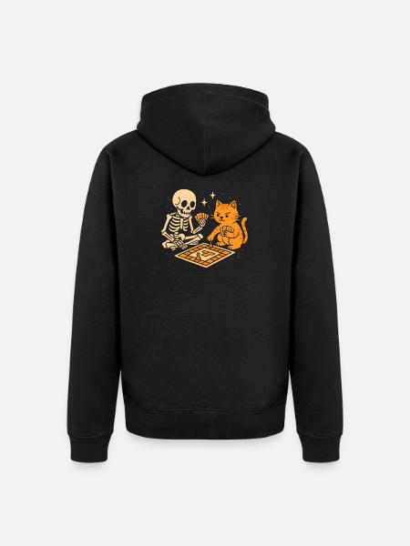 Skeleton meets tiger in board game - Unisex Premium Organic Zip Hoodie - black