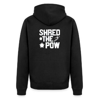 Shred the pow - Unisex Premium Organic Zip Hoodie - black - Back - Nico (187cm)