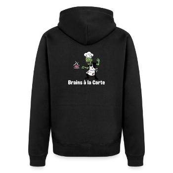 Zombie Chef Brains à la Carte Design - Unisex Premium Organic Zip Hoodie - black - Back - Nico (187cm)