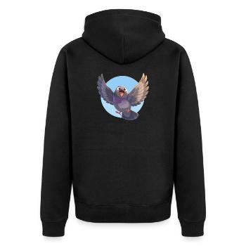 Tauben Taube - Unisex Premium Bio Zip Hoodie - Schwarz - Hinten - Nico (187cm)
