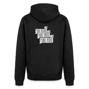 Sois gentil, sois sincère, sois toi-même, un amour de soi inspirant - Veste à capuche bio Premium Unisexe - noir - Dos - Nico (187cm)