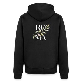 ROMA – Rameau d’Olivier - Veste à capuche bio Premium Unisexe - noir - Dos - Nico (187cm)