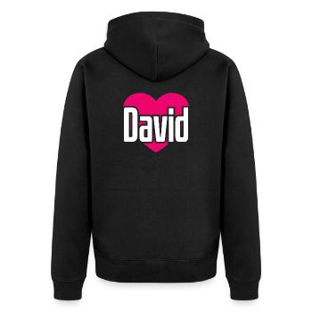 I Love David Pink Heart I Love David - Unisex Premium Organic Zip Hoodie - black - Back - Nico (187cm)