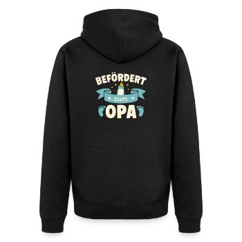 Befördert zum Opa - Unisex Premium Bio Zip Hoodie - Schwarz - Hinten - Nico (187cm)