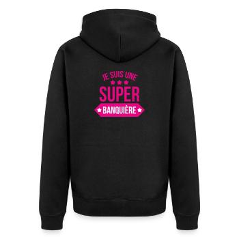 I'm a great banker - Unisex Premium Organic Zip Hoodie - black - Back - Nico (187cm)