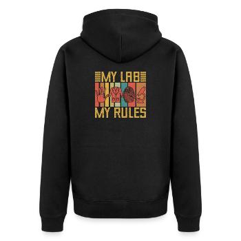 Forensic Science Major My Lab My Rules Forensics - Unisex Premium Bio Zip Hoodie - Schwarz - Hinten - Nico (187cm)