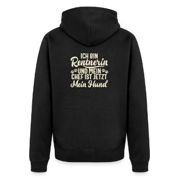 Bin Rentnerin Und Mein Chef Ist Mein Hund Grandma - Unisex Premium Bio Zip Hoodie - Schwarz - Hinten - Nico (187cm)