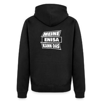 Enisa - Unisex Premium Bio Zip Hoodie - Schwarz - Hinten - Nico (187cm)