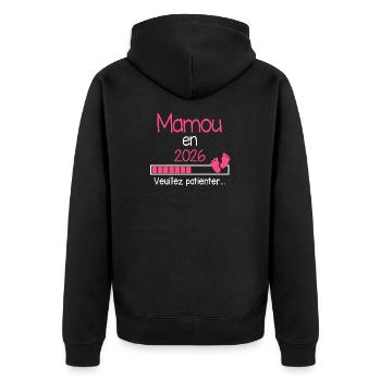 Mamou en 2026 Cadeau Future Mamie - Veste à capuche bio Premium Unisexe - noir - Dos - Nico (187cm)