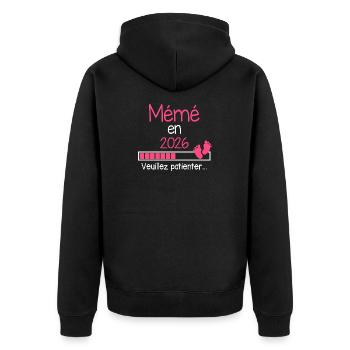 Mémé en 2026 Cadeau Future Grand-Mère - Veste à capuche bio Premium Unisexe - noir - Dos - Nico (187cm)