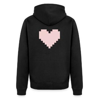 Pixel Pink Heart - Unisex Premium Organic Zip Hoodie - black - Back - Nico (187cm)