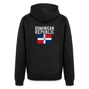 Dominican Republic Flag Souvenir - Unisex Premium Organic Zip Hoodie - black - Back - Nico (187cm)