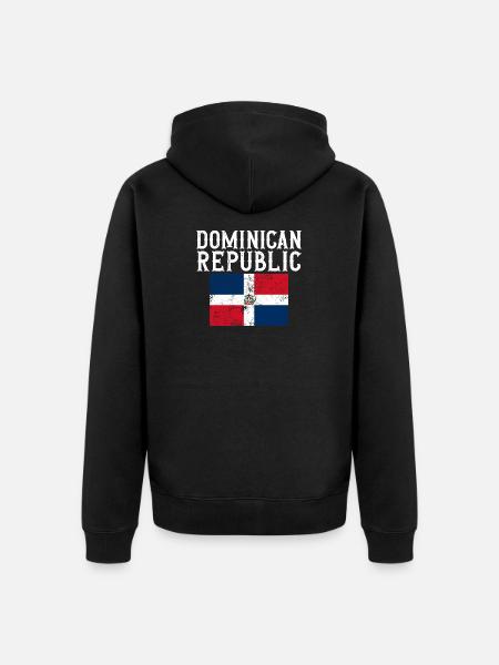 Dominican Republic Flag Souvenir - Unisex Premium Organic Zip Hoodie - black