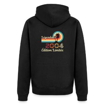 Légendaire 2004, édition limitée - Veste à capuche bio Premium Unisexe - noir - Dos - Nico (187cm)