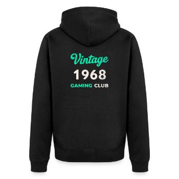 Vintage 1968 – Année de naissance rétro du Gaming Club - Veste à capuche bio Premium Unisexe - noir - Dos - Nico (187cm)
