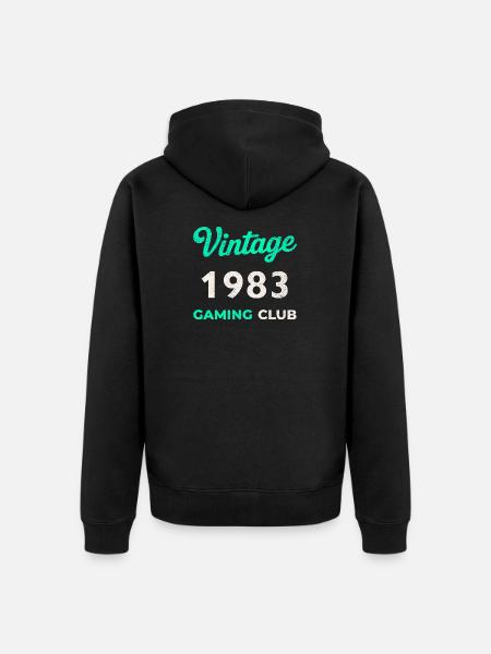 Vintage 1983 – Gaming Club Retro Geburtsjahr - Premium økologisk unisex-hættejakke - sort