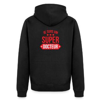 Je suis un super docteur humour rouge - Veste à capuche bio Premium Unisexe - noir - Dos - Nico (187cm)