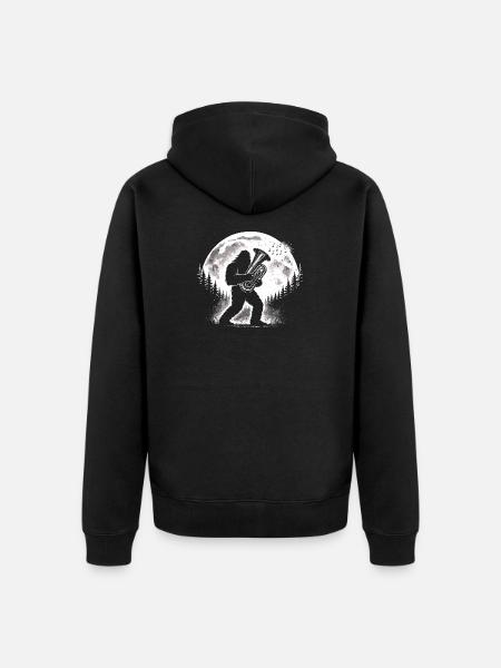 Bigfoot tuba player - Unisex Premium Organic Zip Hoodie - black