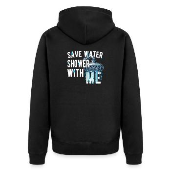 Wasser sparen, mit mir duschen, witzig, witzig - Unisex Premium Bio Zip Hoodie - Schwarz - Hinten - Nico (187cm)