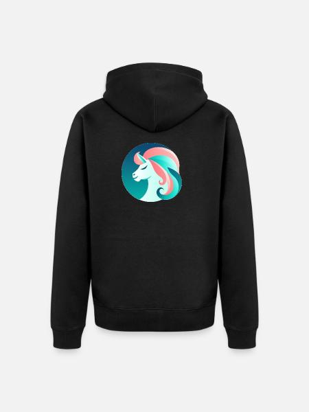 Neon Einhorn Traumbild - Unisex Premium Bio Zip Hoodie - Schwarz