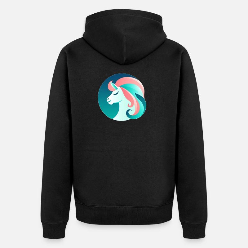 Neon Einhorn Traumbild - Unisex Premium Bio Zip Hoodie - Schwarz