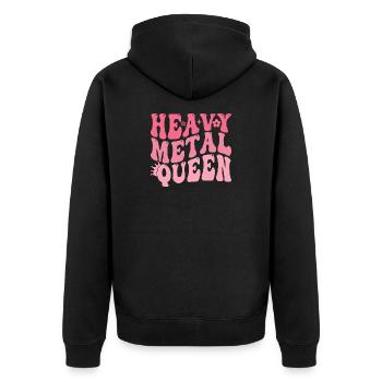 Heavy Metal Königin im Pink Retro - Unisex Premium Bio Zip Hoodie - Schwarz - Hinten - Nico (187cm)