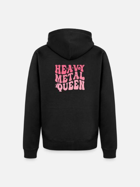Heavy Metal Queen in Pink Retro - Unisex Premium Organic Zip Hoodie - black