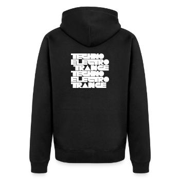 Techno Electro Trance music - Unisex Premium Organic Zip Hoodie - black - Back - Nico (187cm)