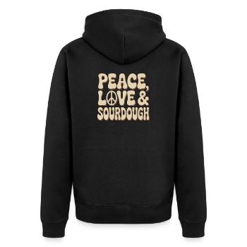 Paix, Amour et Levain - Veste à capuche bio Premium Unisexe - noir - Dos - Nico (187cm)
