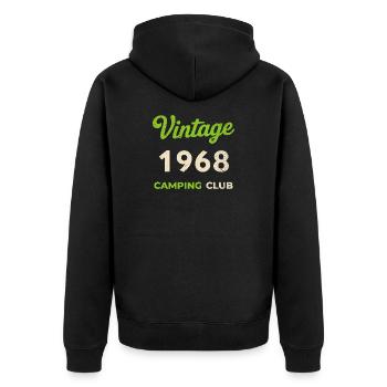 Vintage 1968 – Camping Club Retro Birth Year - Unisex Premium Organic Zip Hoodie - black - Back - Nico (187cm)