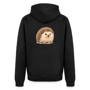 Igel Kuschelheld - Unisex Premium Bio Zip Hoodie - Schwarz - Hinten - Nico (187cm)